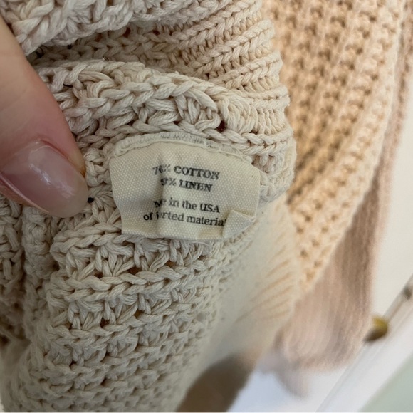 Micaela Greg Waffle Knit Sweater in Salt Cotton Linen Size Medium - Picture 8 of 8